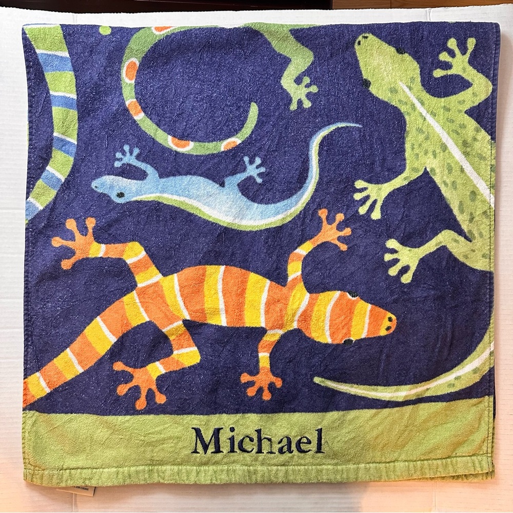 Pottery Barn Kids Personalized Beach Towel - Lizard Print - “Michael”